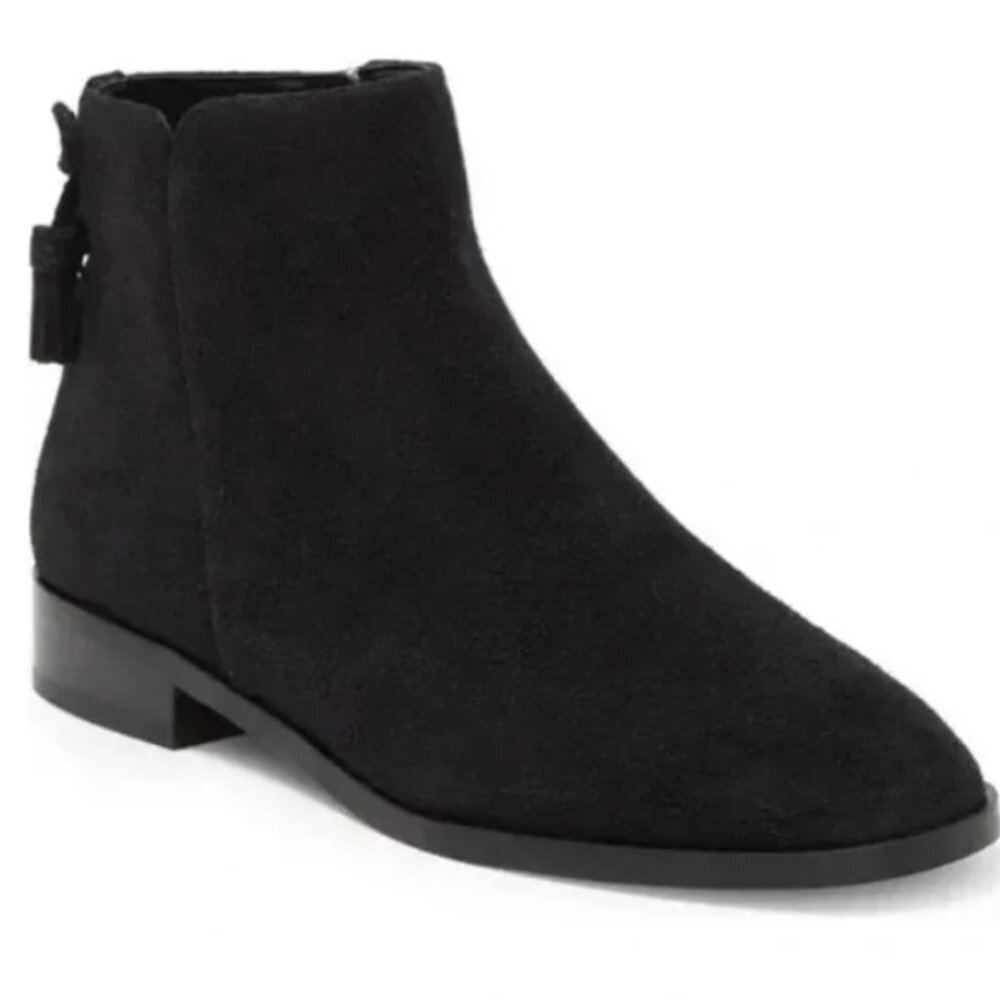 Kate Spade NY Saddle Black Suede Back Bow Tassel boots size 7.5